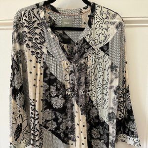 Black Patchwork Boho Top